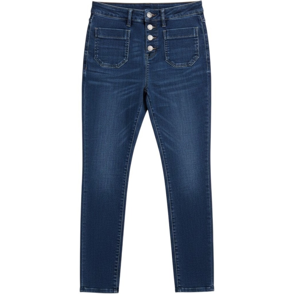 Judy Blue High Rise Skinny Jeans Womens 7/28 Button Fly Patch Pockets Denim